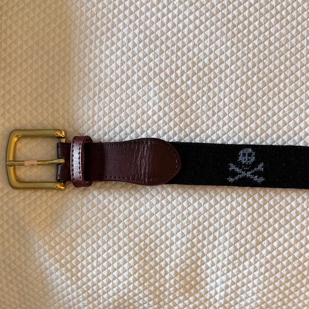 Tucker Blair Men's Black and Brown Skull Belt with Gold Buckle